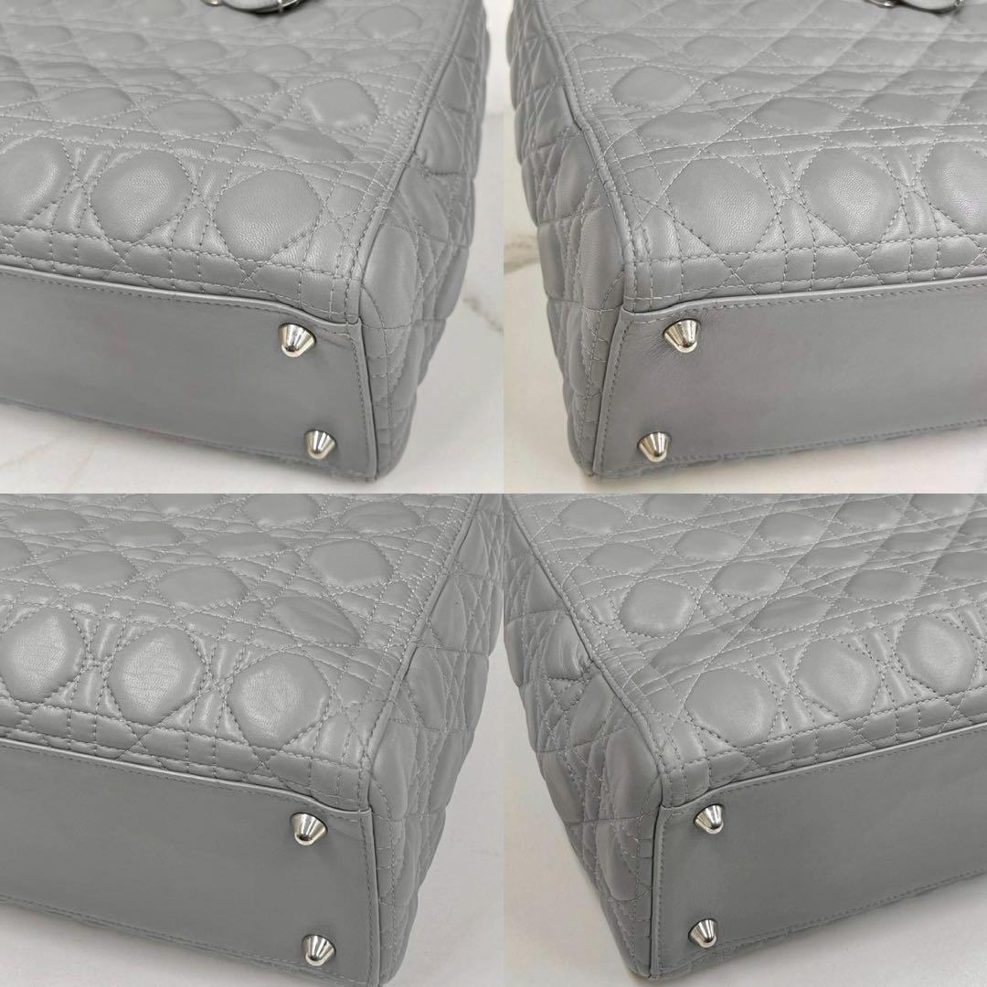 Christian Dior Lady Dior Large Light Gray W32×H24×D12cm Lambskin Leather #QY99N3