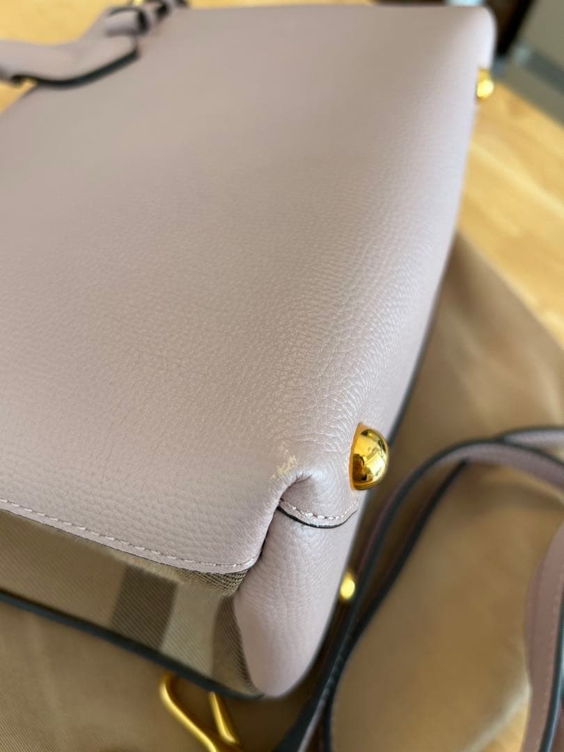 BURBERRY Banner Bag Dusty Pink Removable Strap Handbag #QY9FYK