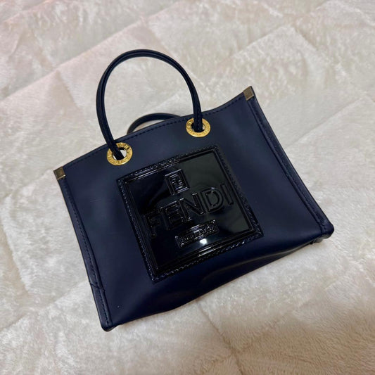 FENDI Mini Handbag FF Logo Rubber Black #QYGYK1