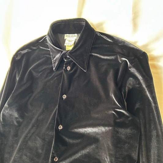 GIORGIO ARMANI Velvet Long Sleeve Shirt M #QY3FLQ