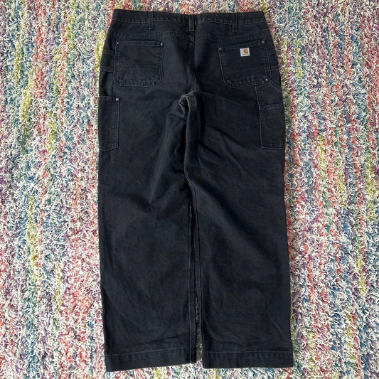 Carhartt Double Knee Work Pants, Duck Fabric, Black, XL #QYCOQU