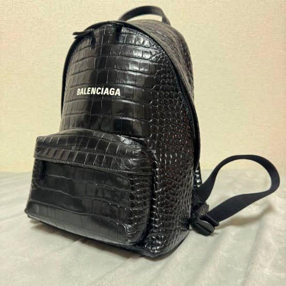BALENCIAGA EVERYDAY Backpack Crocodile Style Black #QY7AFJ