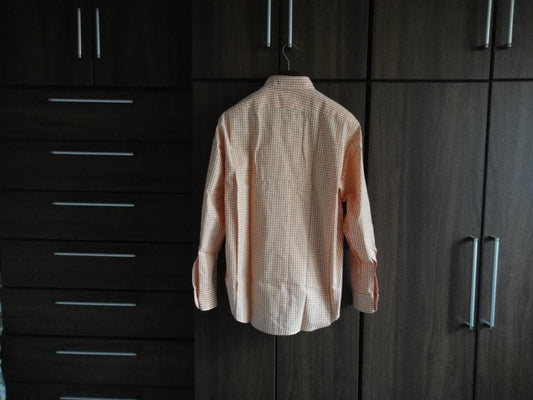 HERMES button-down shirt, check pattern, Serie gold buttons, cleaned #PC7XRK