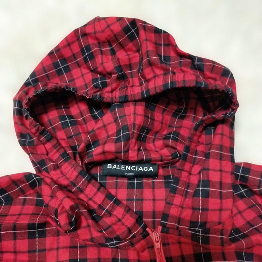 Balenciaga 18AW Oversized Hooded Check Shirt Parka #QY7IJV