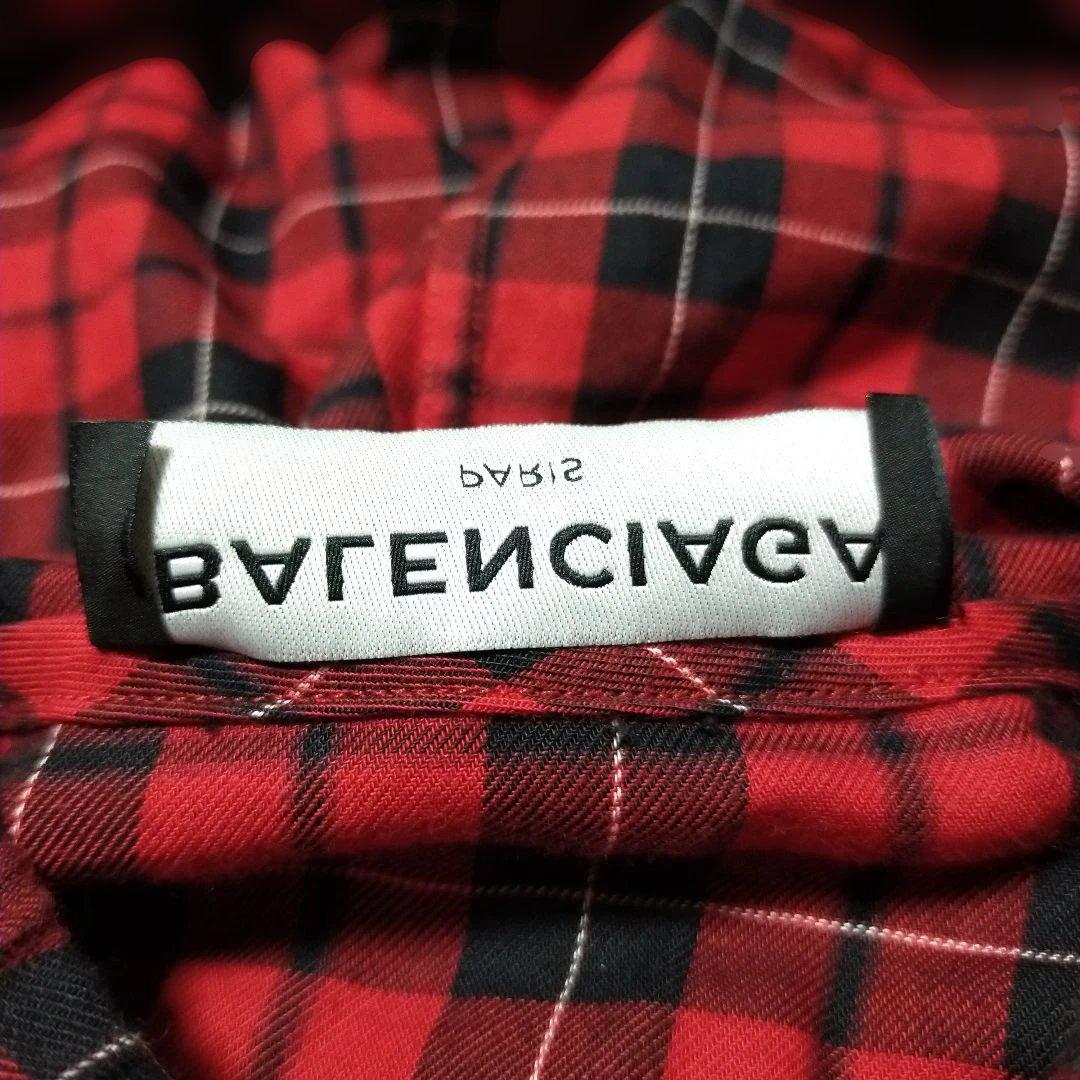 Balenciaga 18AW Oversized Hooded Check Shirt Parka #QY7IJV
