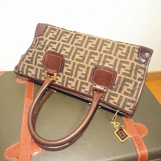 FENDI Vintage Old Fendi Brown Leather Handbag All-Leather Interior From #QYDQMH
