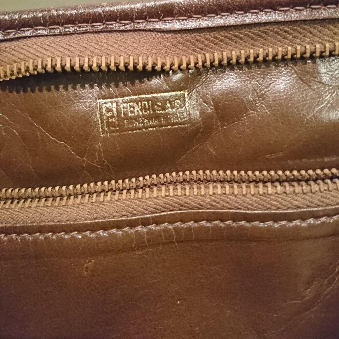 FENDI Vintage Old Fendi Brown Leather Handbag All-Leather Interior From #QYDQMH