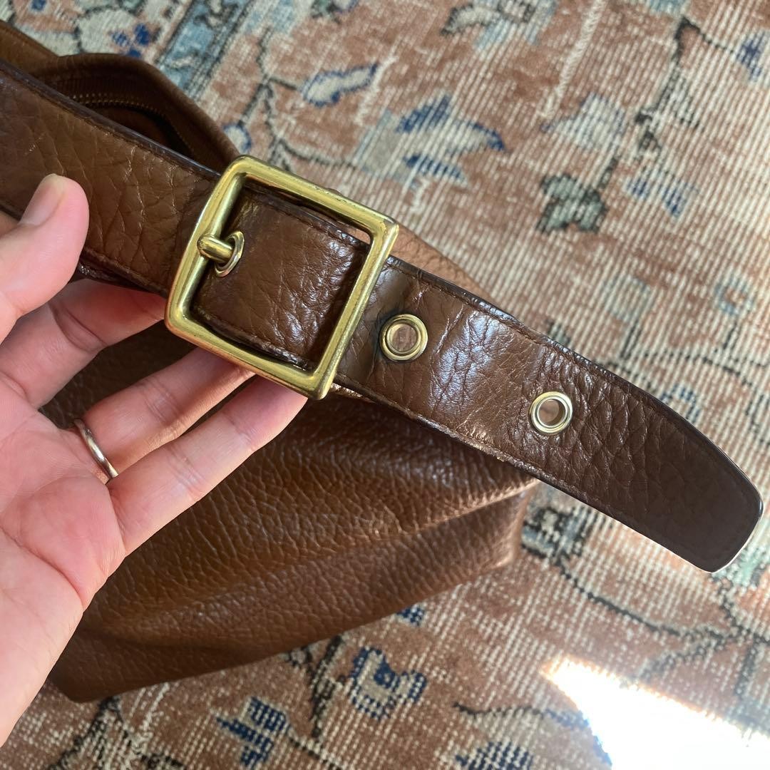 Brown leather shoulder bag with tassel #QY2DHB