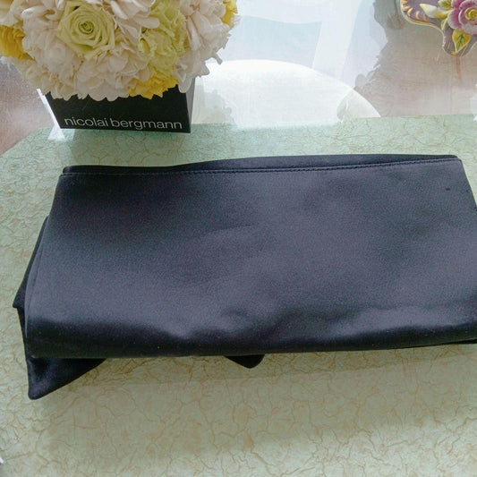 Christian Louboutin Satin Clutch Bag, Black, Ribbon, Party, Size 20 #QY2SG4