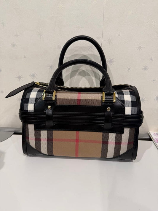 BURBERRY House Check 2-Way Mini Boston Bag #QYEMQS