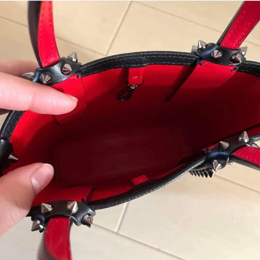 Christian Louboutin Mini 2-Way Black Leather Shoulder Bag W16 H17 Women #QY12ON