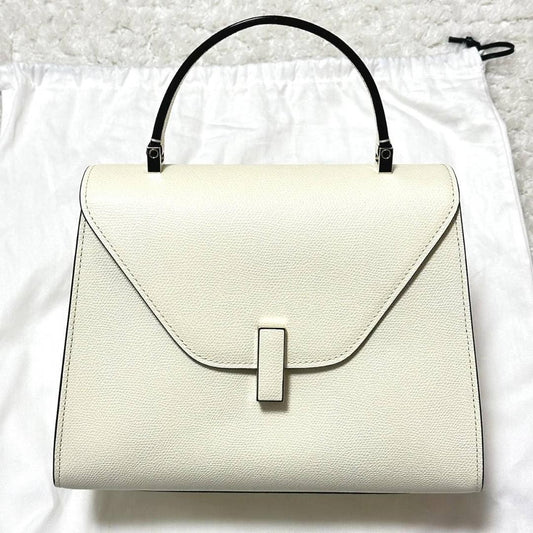 VALEXTRA Iside Medium White Calfskin 2-Way Bag Gold HW Women #QY5LCJ