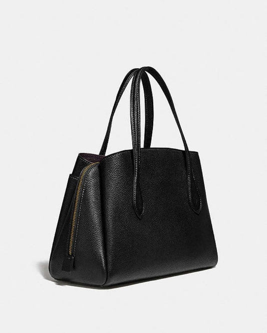 COACH Laura Carryall 30 Black Pebble Leather 2Way Satchel 89486 #QY5TD4