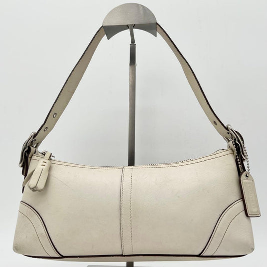COACH One-Shoulder Bag Accessory Pouch Leather White #QY5KVA