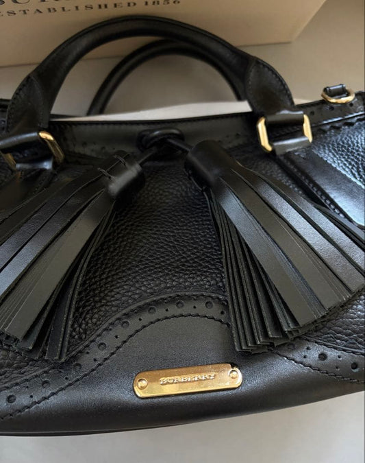 Burberry Black Leather Handbag with Box #QYGR6Y