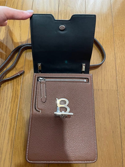 BURBERRY TB Robin Shoulder Bag Brown Leather #QYINCX