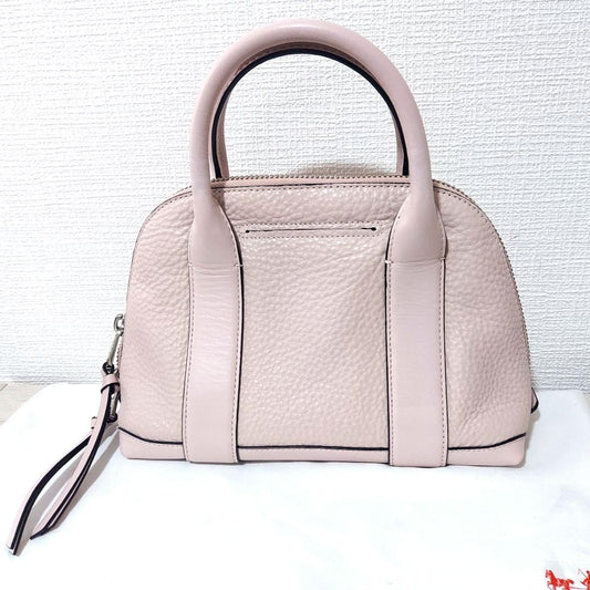 COACH Mini Preston Satchel Leather 2-way Shoulder Handbag Beige #QY136N