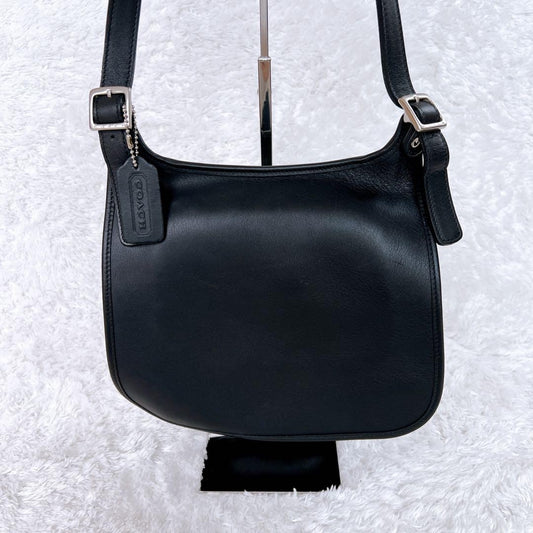 Classic Old Coach Shoulder Bag 9135 Black Leather #QY7Y64