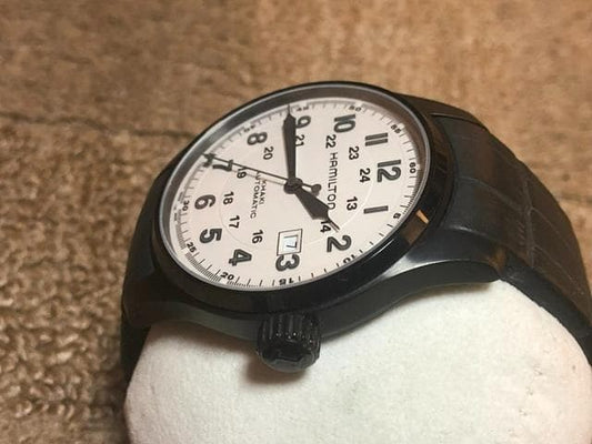 Swiss Hamilton Khaki Field Automatic Watch with Winding Rubber Strap #PGELWU