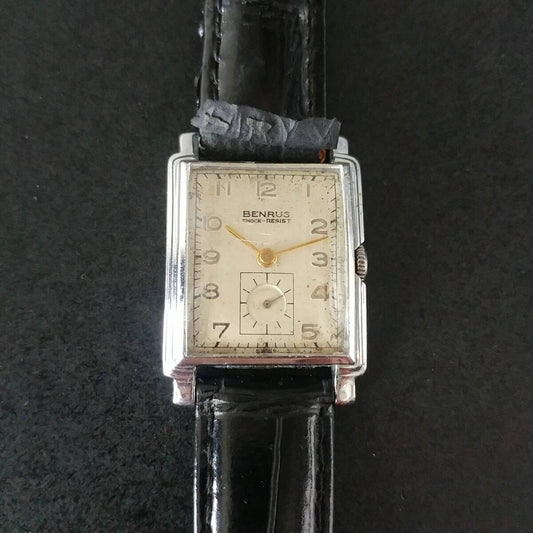 BENRUS SWISS shock resistant watch with small seconds, 14K gold filled, #QY3FHV