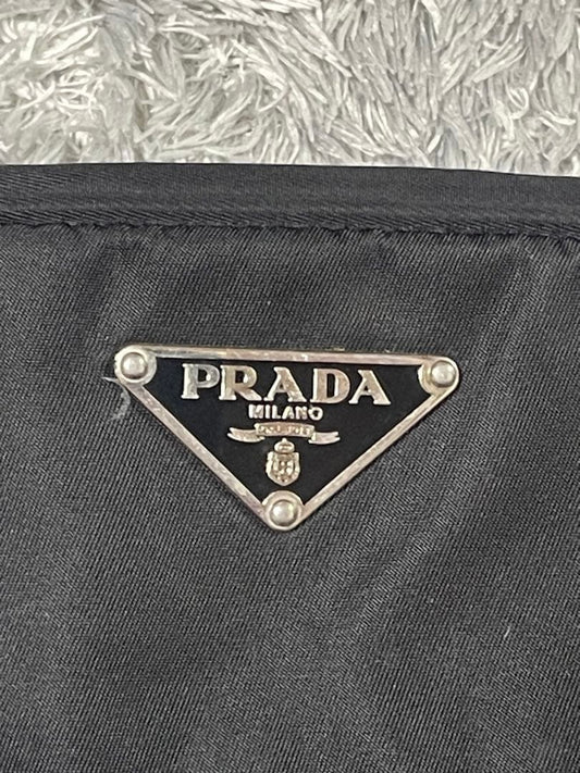 Classic Prada tote bag with triangular logo plate, nylon x leather. #QY3OM8