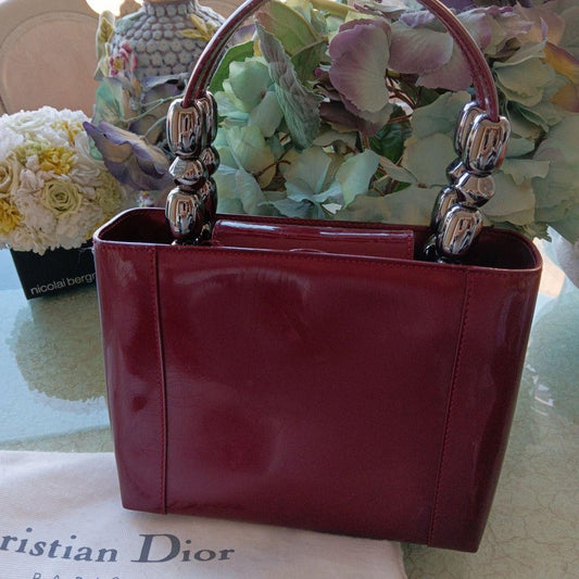 Christian Dior burgundy enamel handbag #QYHLO3