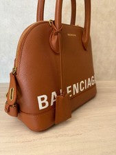 BALENCIAGA Top Handle Bag Brown Leather Women #QYEUMX