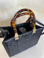 FENDI Sunshine Small Nappa Leather 2-Way Bag, Black #QY7I85