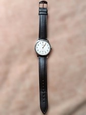 KUOE 90-001 Gold Hands Brown Genuine Leather Strap Japanese-made Watch #QY3FWF