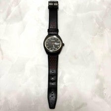 SEIKO SNKN45K1 Recraft, flip-up case back, original leather strap, black #QY381B