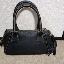 CHANEL Black Leather Fringe Tote Bag Boston #QY9WQX