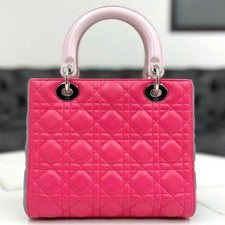DIOR Lady Dior Cannage Tricolor Pink / Light Gray W24×H20×D12c #QY3GPN
