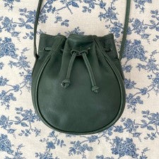 COACH Classic Drawstring Shoulder Bag Green Leather USA 80s 90s #QYC8CM