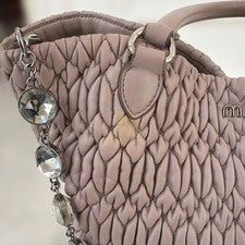 MIU MIU Matelass? Nappa Crystal Handbag Beige Leather #QY7XN7