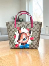 GUCCI deer illustration tote bag, Takashimaya department store, with cer #QY5M76