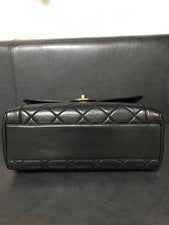 CHANEL Matelasse Coco Mark Quilted Lambskin Handbag Black 31x25x12cm #QYA35A