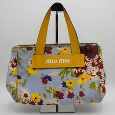Miu Miu 2-Way Bag, Blue Floral Canvas, Strap, Card Holder #QY5MEO