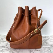 Old Coach One-Shoulder Bag, Leather, Drawstring, 9165, Gold Hardware #QYFNX4