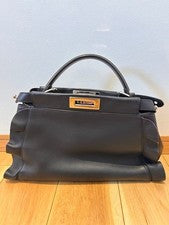 FENDI Peekaboo Navy Bicolor Black Leather Women #QYBL6A