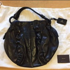 PRADA Frill Shoulder Bag, Black #QY1YMN