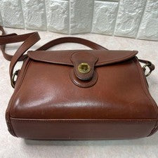 USA-made OLD COACH Turnlock Leather Shoulder Bag, Brown #QYHLDU