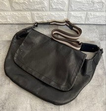 BALLY Genuine Leather Cowhide Shoulder Bag Black A4 W48 H25 #QY1XQE