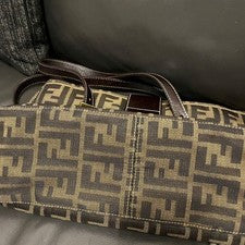 FENDI Zucca handbag, Classic. Brown Leather Women #QY003D