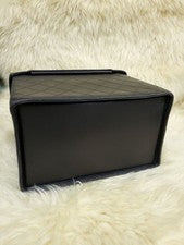 CHANEL Black Quilted Handbag Leather #QY5U8D
