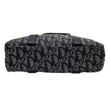 Dior Trotter Canvas x Leather Handbag Tote Navy #QYG472