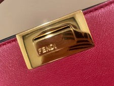 FENDI Peekaboo Essentially Medium Red Calfskin Handbag A&W 2018 27cm withS #QYE6LU