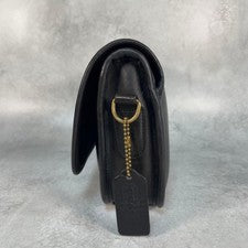 Old Coach 2-way Shoulder Bag, Leather, Black, Made in USA #QYFG7R