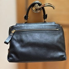 Salvatore Ferragamo black leather handbag with gold hardware #QYHE4N