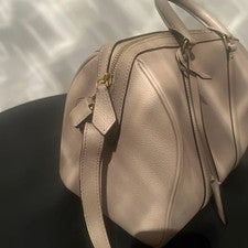 LOUIS VUITTON Greige Leather Handbag Women Japanese Authentic #PG9OLO