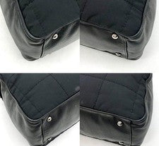 CHANEL bag, chocolate bar handbag, leather/nylon, black, Coco mark, No. #QYHEME